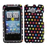 Black with Green Blue Pink Orange Rainbow Polka Dots Rubber Texture HTC EVO ....