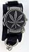 Herbal Steel Reverse Flip Leather Loops Black Band Round Case Dial Punk Alternative Indie Rock Skater Wide Black Leather Band Wrist Watch