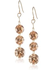 14k Yellow Gold Champagne Cubic Zirconia Dangle Earrings