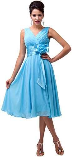 Grace Karin® Short Deep V-Neck Chiffon Evening Ball Party Dress CL6015