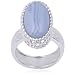 Sterling Silver and Oval-Cut Blue Lace Agate Openwork Vintage Ring