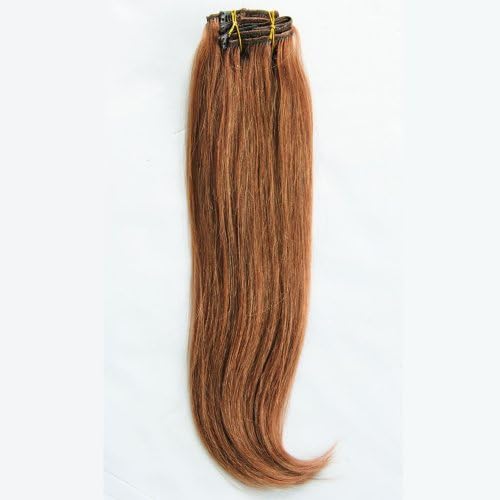GoGoDiva Clip in Hair Extensions 100% Human Remy Hair 30 Light Auburn colour 15 inches Length 90 grams hair weight