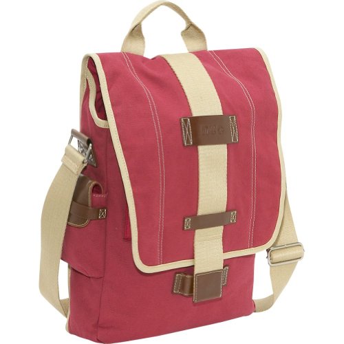 Nuo Tech Vertical Canvas Messenger Bag-Color: Red
