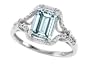 1.54 cttw 10k White Gold Genuine Emerald Cut Aquamarine and Diamond Ring in White Gold Size 7