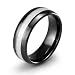 Chuvora Black Ceramic Wedding Band Ring with White Carbon Fiber Inlay Size 12
