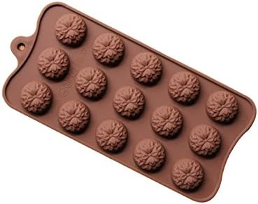 Wocuz Roses Flowers Shaped Chocolate Candy Molds Fondant Making Pan Supplies Food-grade Silicone Mold (15 Sunflower)