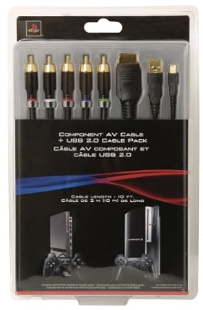 PS3 Component AV Cable + USB 2.0 Cable Pack (Cable Length - 10 ft.)