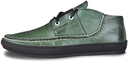 AMANGU Men's Green Geniune Leather Dress Shoes Soft Rubber Sole Everyday Lace-up Modern Cap Toe Casual Oxfords 10 (D)M US