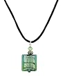 Necklace - N161 - Murano Glass & Swarovski Crystal Style - Square ~ Aqua & Green