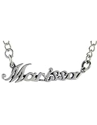 Sterling Silver MARISSA Name Necklace 3/8 inch, 17 inches long