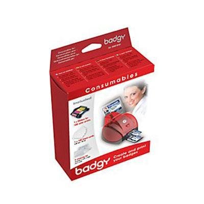 New Evolis Badgy Plastic Card Consumable Kit 100 Blank White PVC Cards Printer Cleaning Supplies