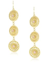 RAIN "Gold Lace Disk" with Pink Crystal Earrings