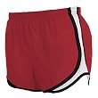 Red and White jersey white side stripe sport velocity shorts elastic waist
