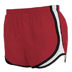 Red and White jersey white side stripe sport velocity shorts elastic waist