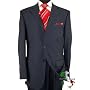 Nicoletti Made in Italy Wool / Silk Mens Suit 150's Hand Made Three Button 2pc Canvas Front Custom Working Buttonholes Business Suit Dk Blue