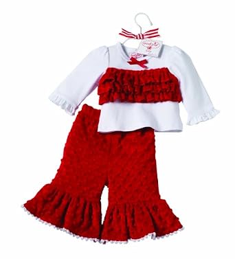 Mud Pie Baby-girls Infant Santa Red Minky 2 Piece Pant Set