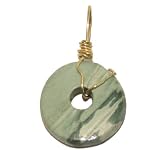 Variscite Pendant 01 Wire Wrapped Green Donut Stone Healing Crystal 1.9