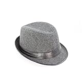 Faddism GHAT58GY01 Men's Wool Felt Gentleman Gray Design Fedora Hat