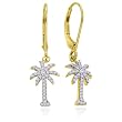 14K Yellow Gold 1/3 ct. Diamond Palm Tree Earrings
