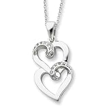 Sterling Silver CZ 18 Inch Heart Necklace