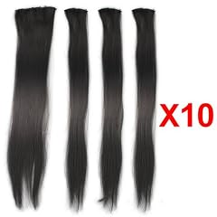 10X Haarverl�ngerung Haar Extension Schwarz Clip in NEU