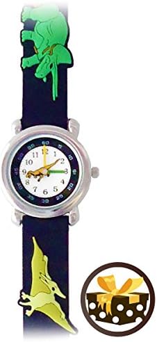T-Rex and Friends (Black) Children's Time Teacher WATERPROOF Dinosaur Watch with DELUXE GIFT BOX