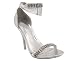 METALLIC RHINESTONE RIBBON TIE HEEL