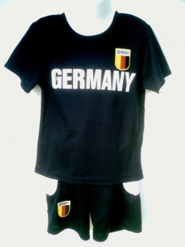 Kinder Trikot-Set ‘Germany’, T-Shirt + Hose, zur EM 2012, schwarz, Fussball Fanartikel, Größe nach Körperlänge in cm:122/128