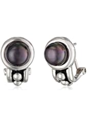 Honora "Pallini" Black Freshwater Cultured Pearl Semi Hoop Omega Back Earrings