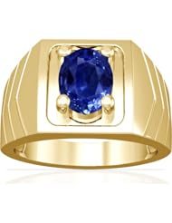 14K Yellow Gold Oval Cut Blue Sapphire Solitaire Ring