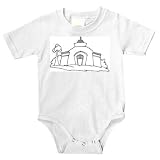 Onesie with black and white, Caribbean, structure, building, block, fort, cannons, Cuba, house