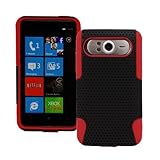 Black Red 2 in 1 Hybrid Rubber Plastic Skin Case Cover for Htc Hd7 / T-mobi ....