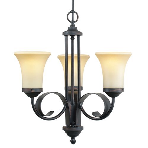 Royce Lighting RLCH017/3-19 Marrakech 3-Light Chandelier with Sepia Tinted Glass, Espresso