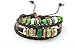 November's Chopin (TM) Vintage Beads and Metal Ring Multistrand Leather Resizable Braided Wrap Bracelet