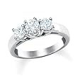 14K White Gold 3 Three Stone Round Diamond Ring (1/2 ctw)