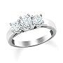 14K White Gold 3 Three Stone Round Diamond Ring (1/2 ctw)