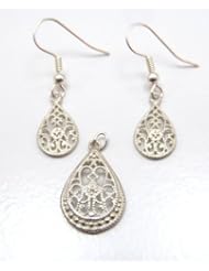 Sterling Silver Celtic Filigree Earrings and Pendant Set
