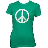 Peace Sign (White) Ladies Fine Jersey T-Shirt, Kelly Green, M