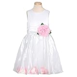 Sophias Style Toddler Little Girls White Petal Flower Girl Dress 2T-14