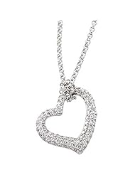 14K White Gold Diamond Heart Pendant with Chain - 0.50 Ct. -- LIFETIME WARRANTY