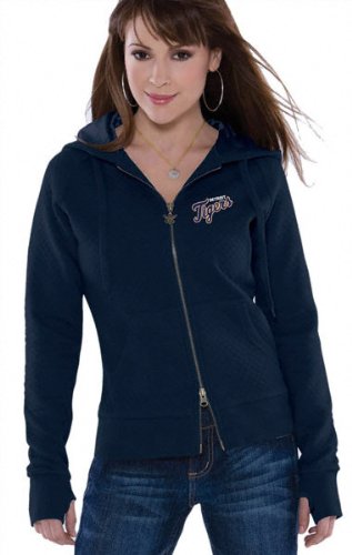 Detroit Tigers Women's Quilted Full Zip Hooded Jacket - by Alyssa Milano