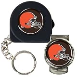 NFL 6 Feet Tape Measure Key Chain and Money Clip Set Team: Browns