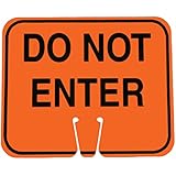 Cortina 03-550-DNEG ABS Plastic Traffic Cone Sign, Legend "DO NOT ENTER", 11" Width x 13" Height, Black on Orange