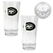 New York Jets NFL 2pc Pint Ale Glass Set with Football Bottom - Oval Logo