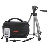 Sunpak Deluxe Starter Kit (Includes Sunpak 48 Compact Tripod, Deluxe Multi-Compartment Bag with Adjustable Divider and Side Pockets, Combo Flash and Video Light, and Deluxe Sunpak LensPen), for Digital Cameras including Sony Cybershot DSC-W220, DSC-W290; Canon PowerShot A1000, A1100, A2000; Nikon Co