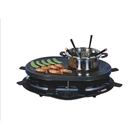 Eware 3K076 Electric Indoor Raclette Barbeque Grill with Fondue Pot by Eware