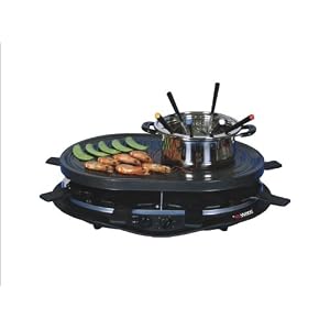 Eware 3K076 Electric Indoor Raclette Barbeque Grill with Fondue Pot by Eware
