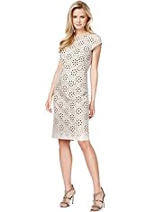 Autograph Pure Cotton Floral Embroidery & Cut-Out Dress