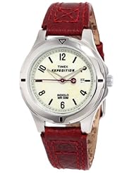 Timex Womens T49855 Expedition Field Burgundy Leather Strap Watch