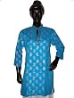 Indian Clothing-Deep Sky Blue Womens Summer Clothing Cotton Tunic Tops M Free Shipp